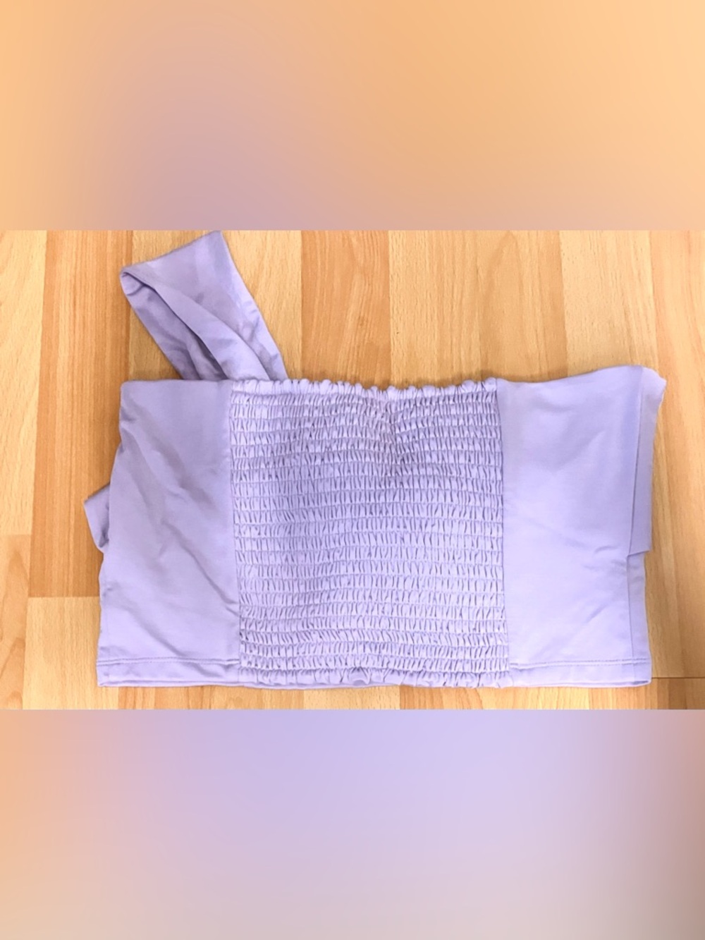 KNOTTED ONE-SHOULDER CROPPED BUSTIER- Lavender Orchid: M (fits as L) - Picture 2 of 7
